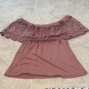 Off-Shoulder Lace Trim Top